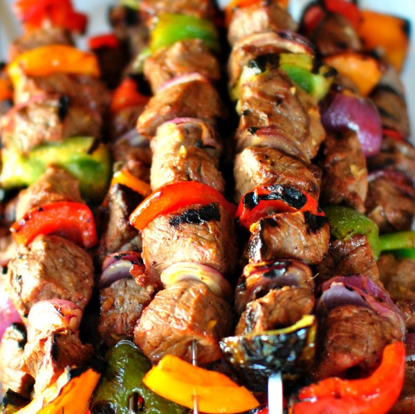 Generous chunks of marinated beef, chicken & shrimp with bell peppers & onions, grilled to perfection.