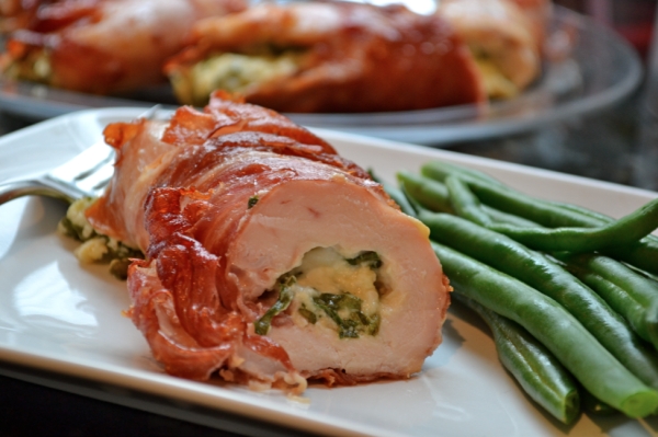 Our stuffed chicken breasts with thinly sliced prosciutto.